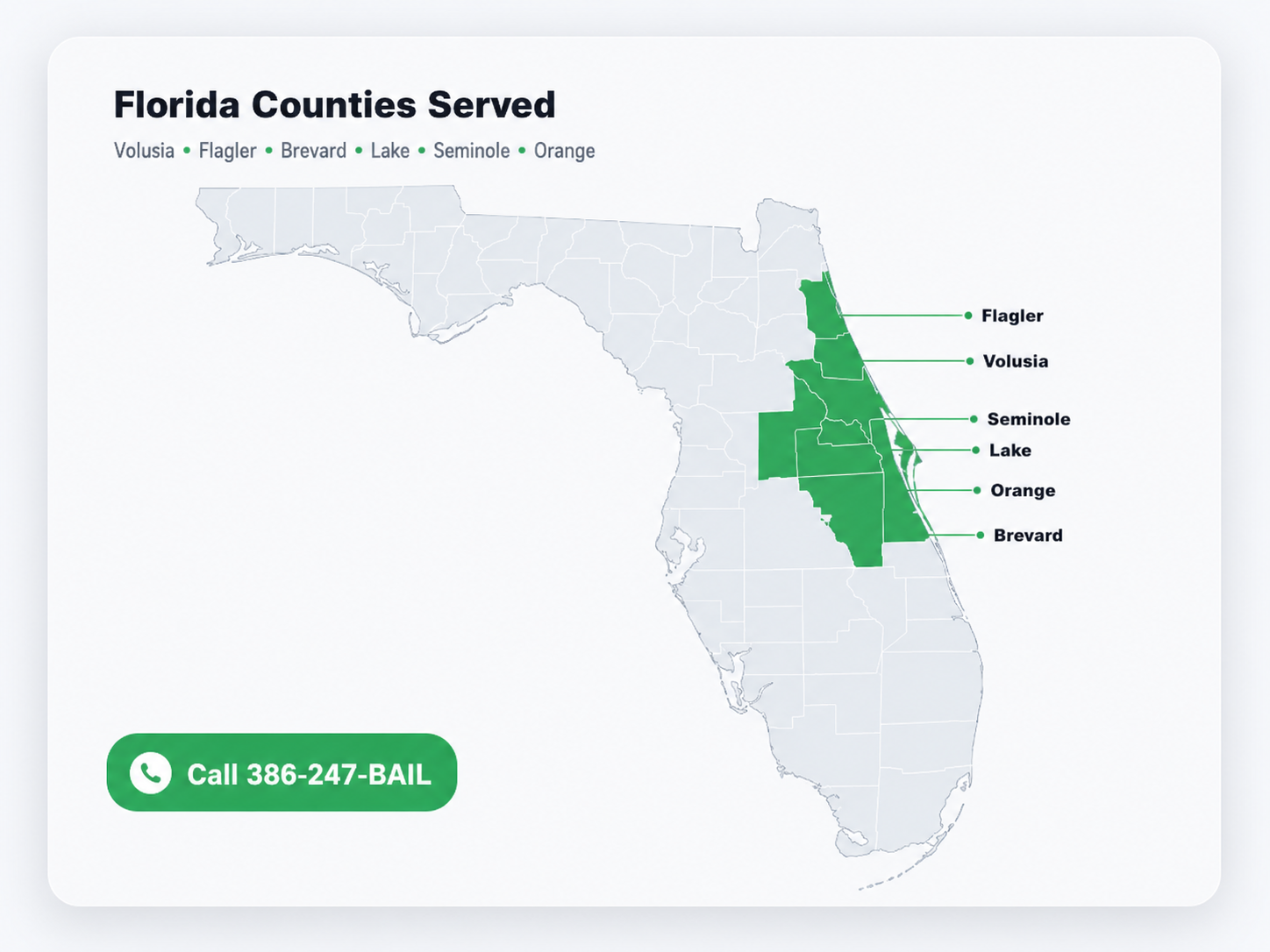 Florida counties served by The Daytona Bonds Man